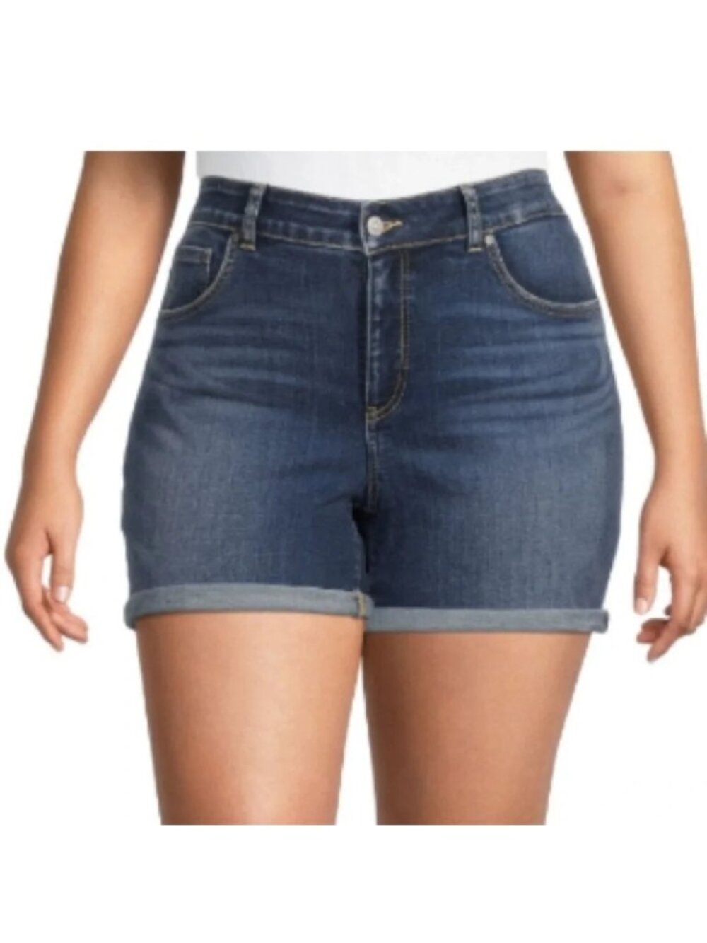 Denver Hayes Blue Curvy Fit Mid Rise Stretch Jean Shorts - 14